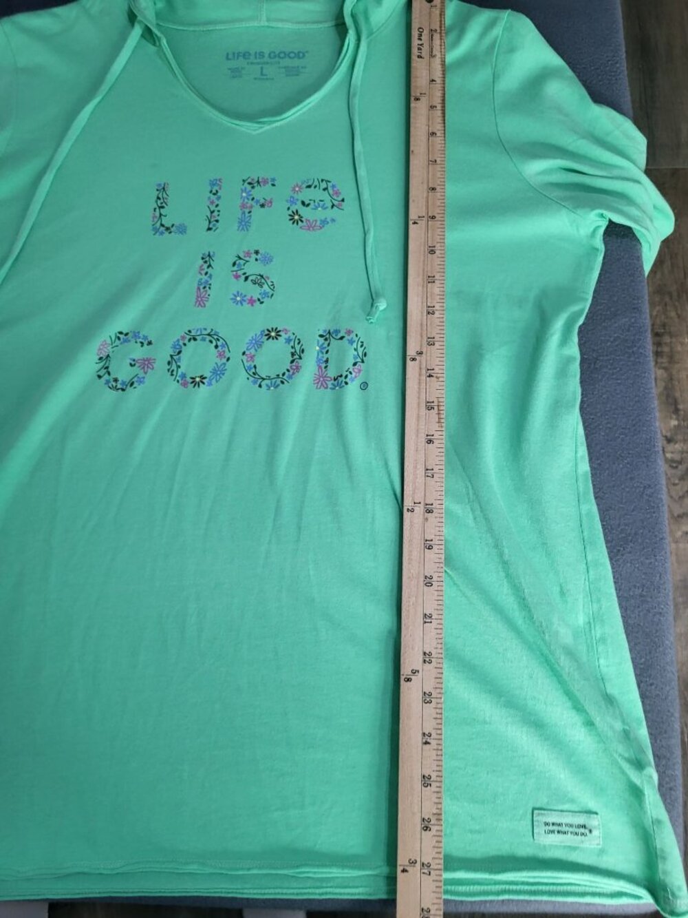 Life is Good Women's SZ LG  L/S Crusher Lite Hoodie LIG Floral Stack Green Beach - Picture 4 of 7